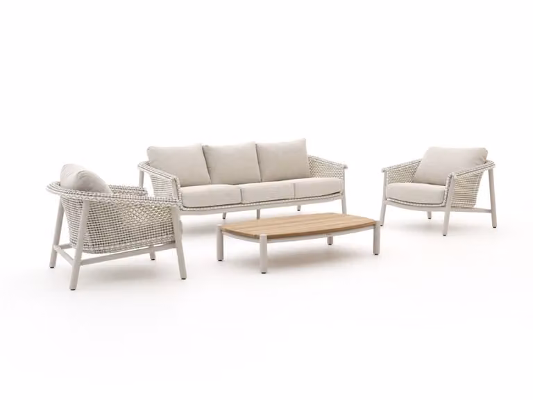 Zavelli Loungeset voor 5 personen met beige kussens en aluminium frame