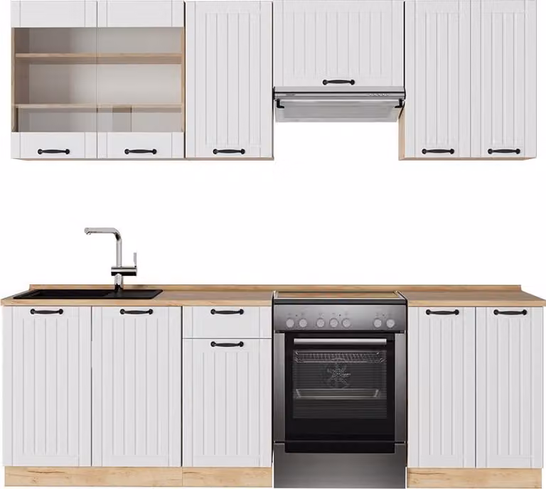 Vicco Fame-Line Keukeneenheid Wit Landhuis en Eik, 240 cm