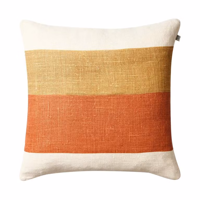 Chhatwal & Jonsson Kumar kussenhoes Khaki-apricot orange, 50 x 50 cm