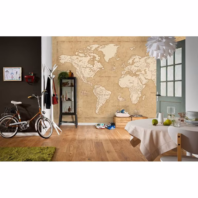 home24 Vlies-fotobehang Vintage World Map 500 x 280 cm