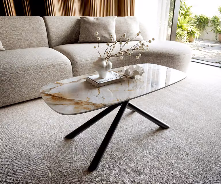 DELIFE Salontafel Edge bootvormig - Keramiek - Patagonia gepolijst - B/D: 100 x 50 cm