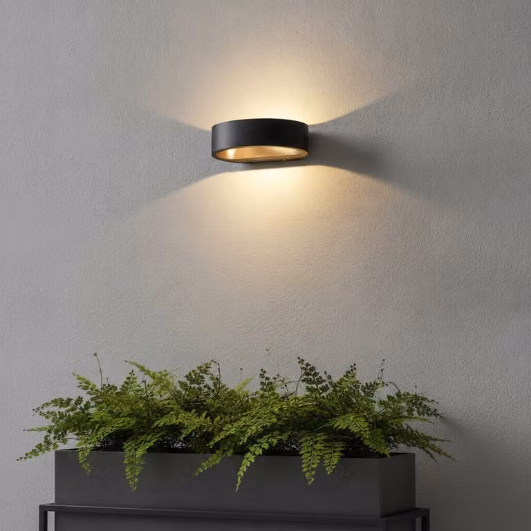 Artdelight Sharp Wandlamp Up/Down Aluminium Zwart met Goud/Koper