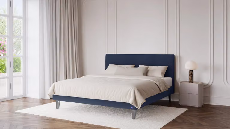 BRUNO Classic bed blauw met matras en lattenbodem B/D/H: 200 x 200 cm