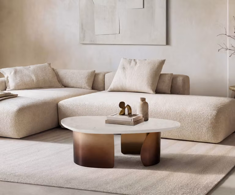 DELIFE Salontafel Marvello Modern Marmer Wit en Goud met Metaal B: 101 cm, D: 50 cm, H: 39,3 cm