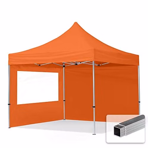 TOOLPORT Vouwpaviljoen Partytent met 2 zijpanelen, Oranje, 3 x 3 m