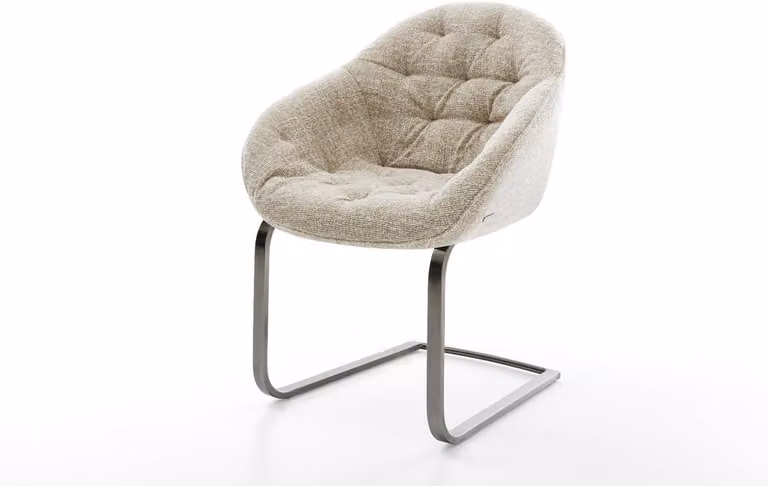 Delife Sledestoel Gaio-Flex met armleuningen, grafiet, beige geweven stof