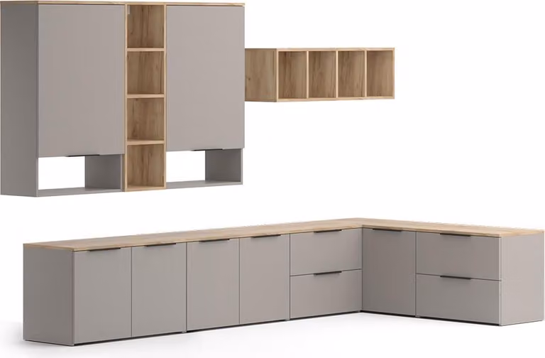 Vicco Wido Woonwand Grijs, 9 delen, Model 57464