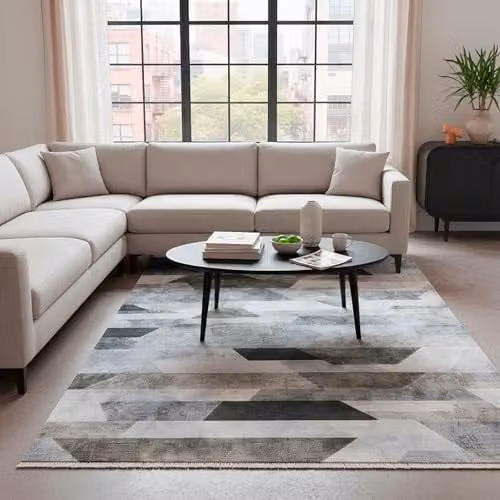 Modern Kelim Tapijt voor Woonkamer - Licht Grijs - 120 x 160 cm - Laagpolig Vloerkleed van Katoen en Polyester