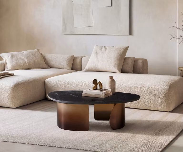 DELIFE Salontafel Marvello Modern Marmer Zwart Goud Metaal B: 101 cm, D: 50 cm, H: 39,3 cm