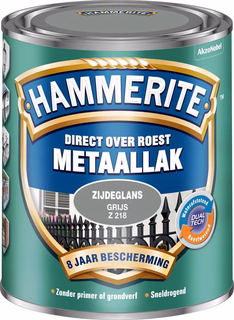 Hammerite Metaallak Zijdeglans Grijs 750 ml