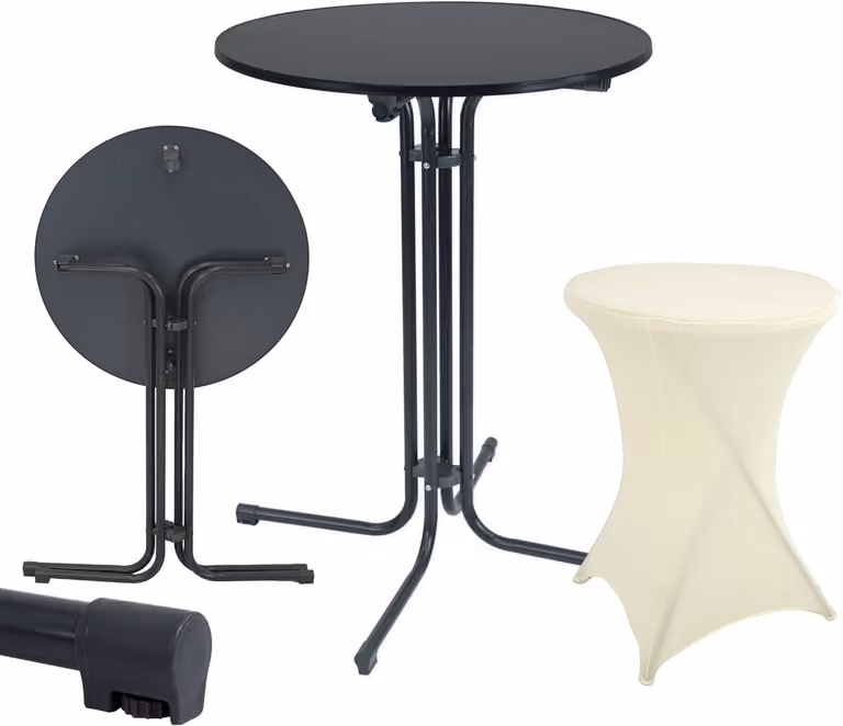 TRUTZHOLM Set inklapbare bartafel Ø 80 cm antraciet met beige non-iron hoes