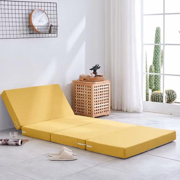Opvouwbaar schuimmatras Gastbed Futon Stad geel B/D/H: 200 x 90 cm