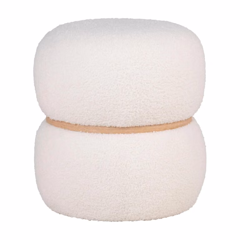Nest of Nora Ronde poef teddy Wit Ø38 x 41 cm