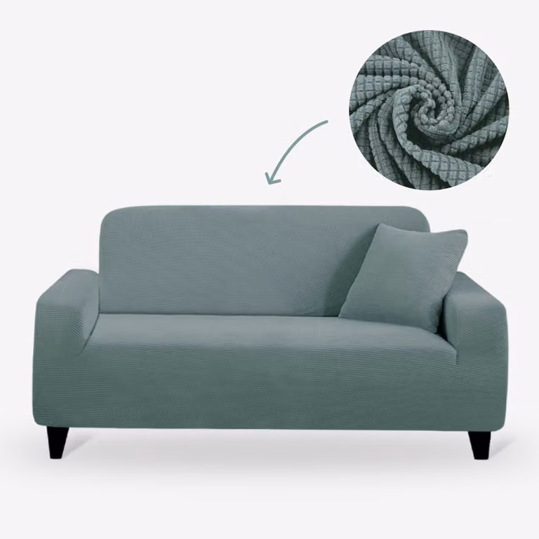 BankhoesDiscounter Knitted Voorgevormde Bankhoes M4 (220-300cm) – Groen – Stretch Sofa Cover en Bankbeschermer