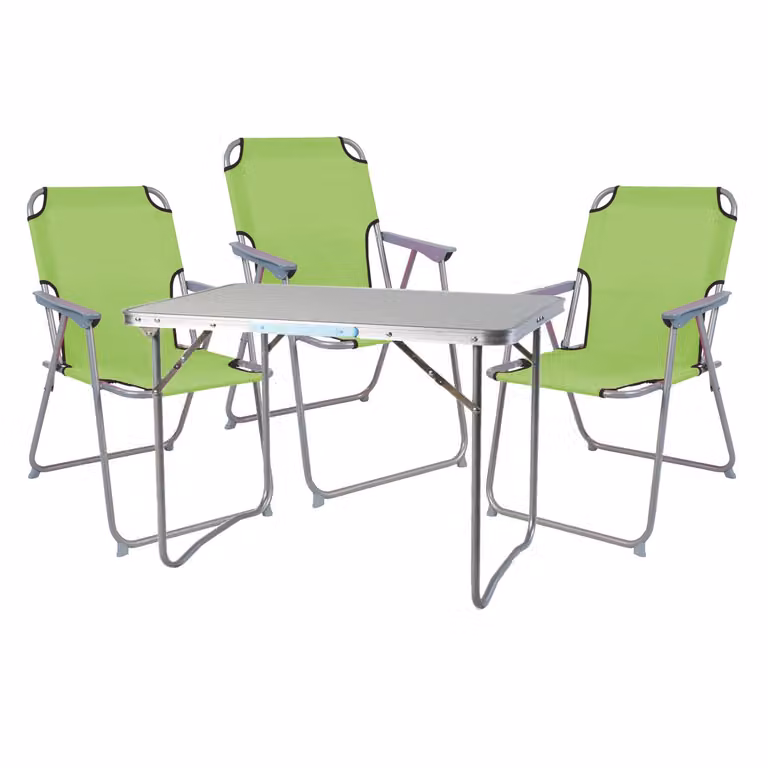 INDA-Exclusiv Set van 4 Aluminium Campingmeubels voor Volwassenen, Lichtgroen, B/D/H: 80 x 60 x 68 cm