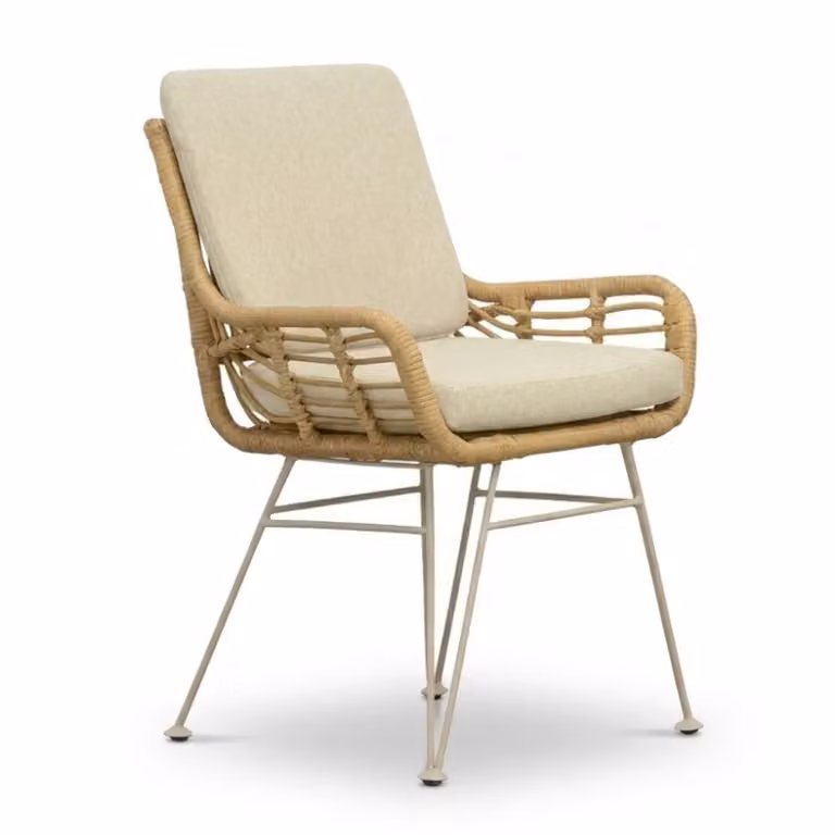 Carlos dining tuinstoel met wicker en rvs in Bamboo beige
