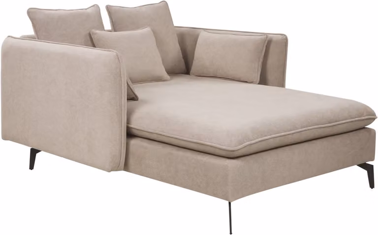 Beliani Charmes Chaise Longue Taupe met Afneembare Hoes en Zitkussens