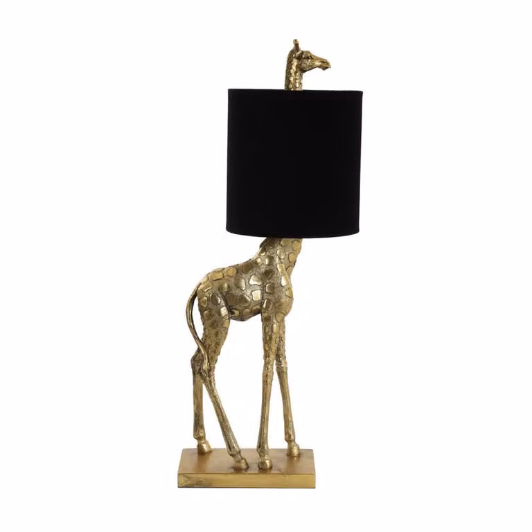 Light & Living Schemerlamp Giraffe brons met zwarte kap, Hoogte: 68 cm, Breedte: 28 cm, Diepte: 20 cm