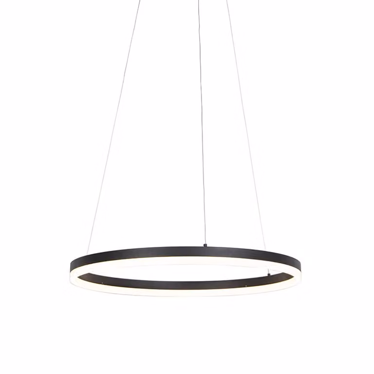 QAZQA Anello Design hanglamp zwart met LED en dimfunctie, 60 cm