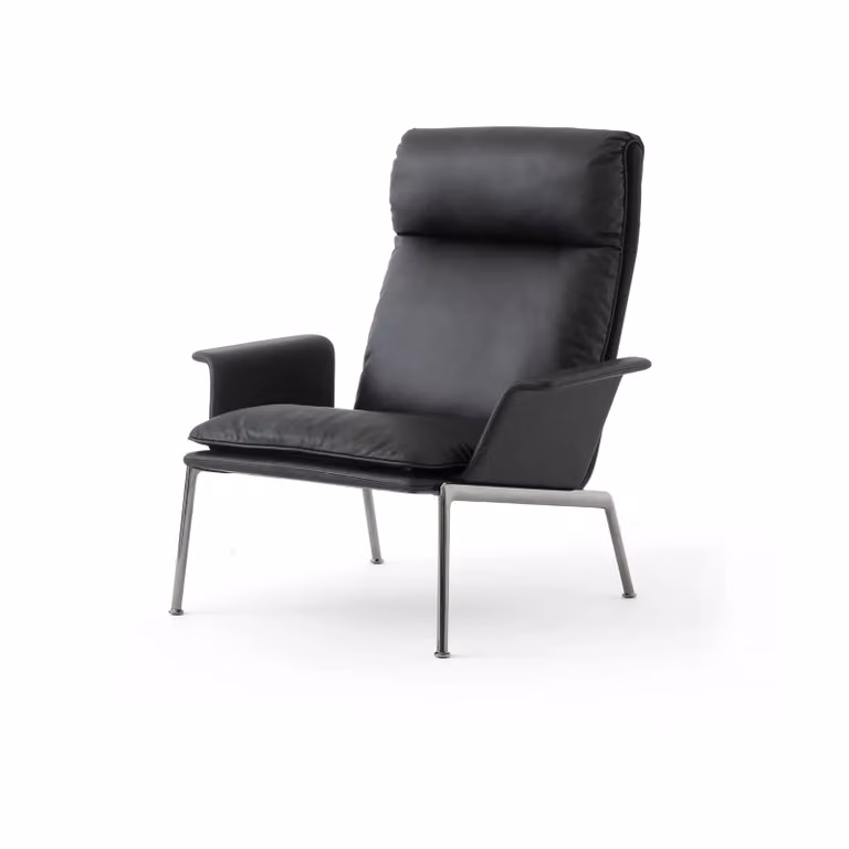 &Tradition Muno LN17 High back loungefauteuil Dark chrome-Black