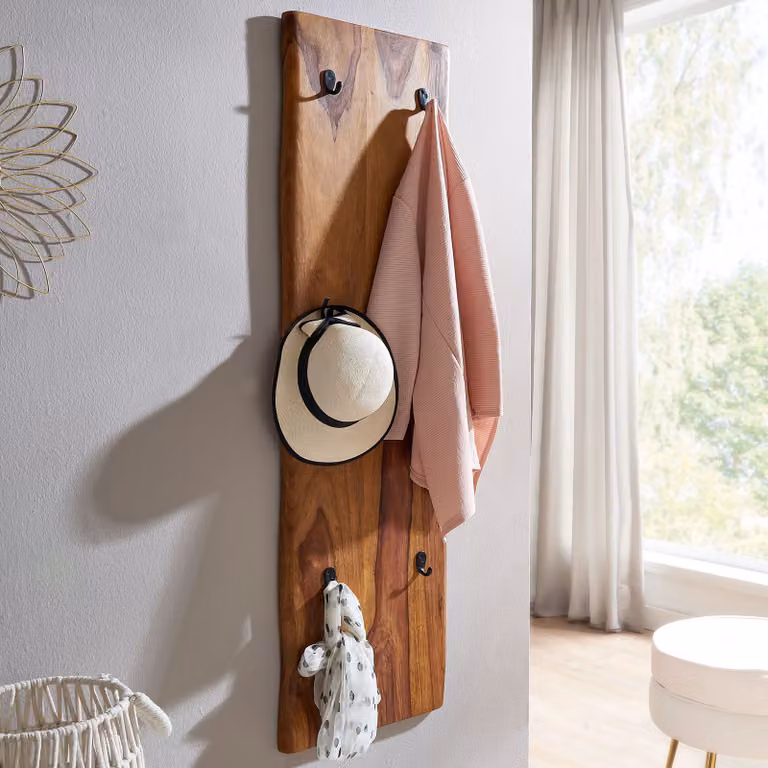 home24 Kebdan Houten kapstokpaneel bruin B: 40 cm, H: 140 cm, D: 7 cm
