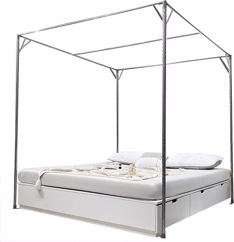 Zwart metalen hemelbed frame voor een vierposter bed, Queen Size, 150 x 200 cm