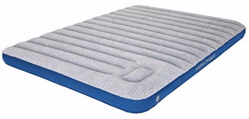 High Peak Unisex Cross Beam Double Extra lang luchtbed met geïntegreerde voetpomp, lichtgrijs/blauw, 140 x 210 cm