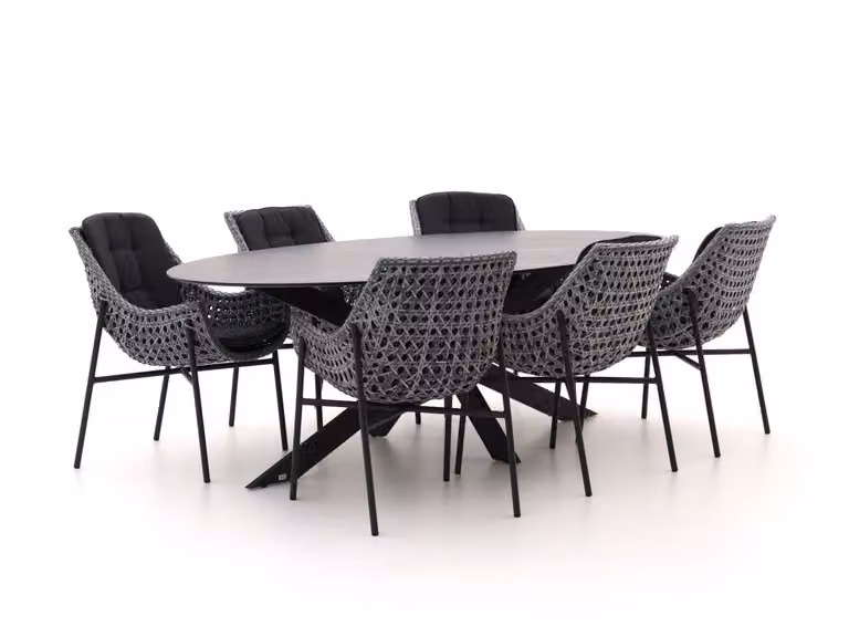 Manifesto Furniture Diningset Manifesto voor 6 personen met Sintered Stone en Aluminium in Grijs