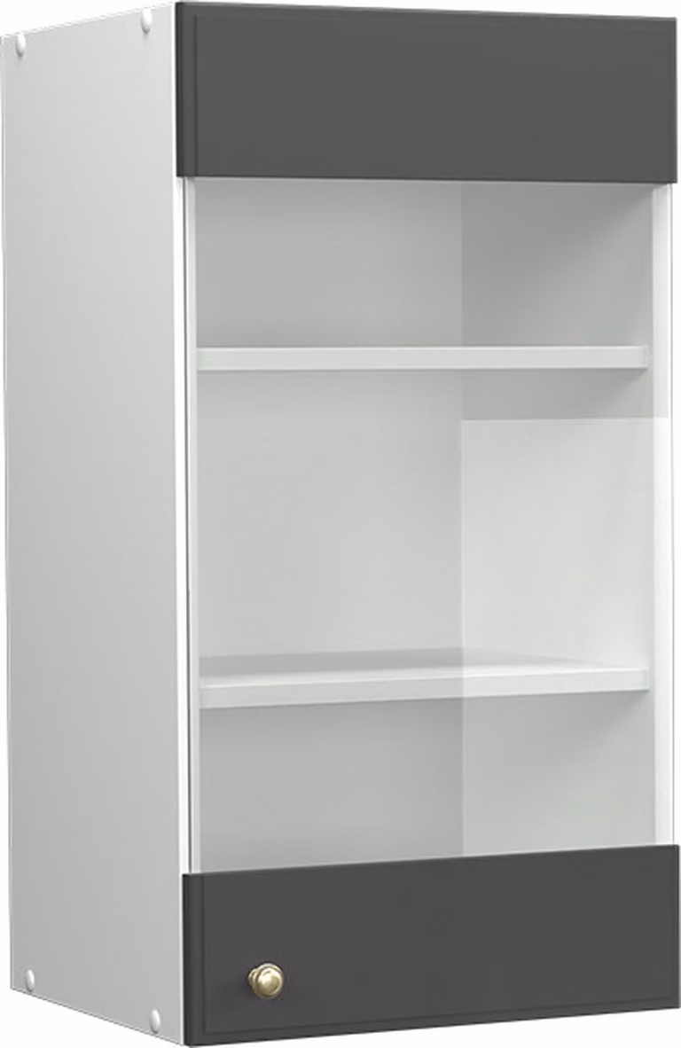 Vicco Fame-Line Glazen keukenkast met wandkast, Antraciet-goud