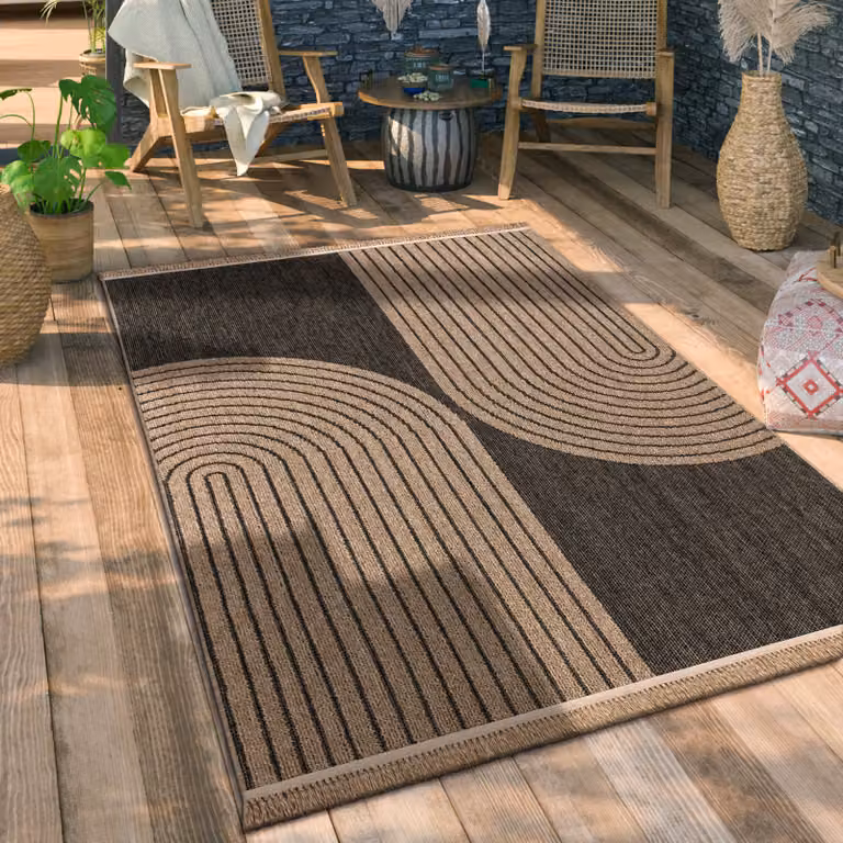 Paco Home Buitentapijt Modern Jute en Sisal Look, Weerbestendig en Duurzaam, B/D: 220 x 160 cm