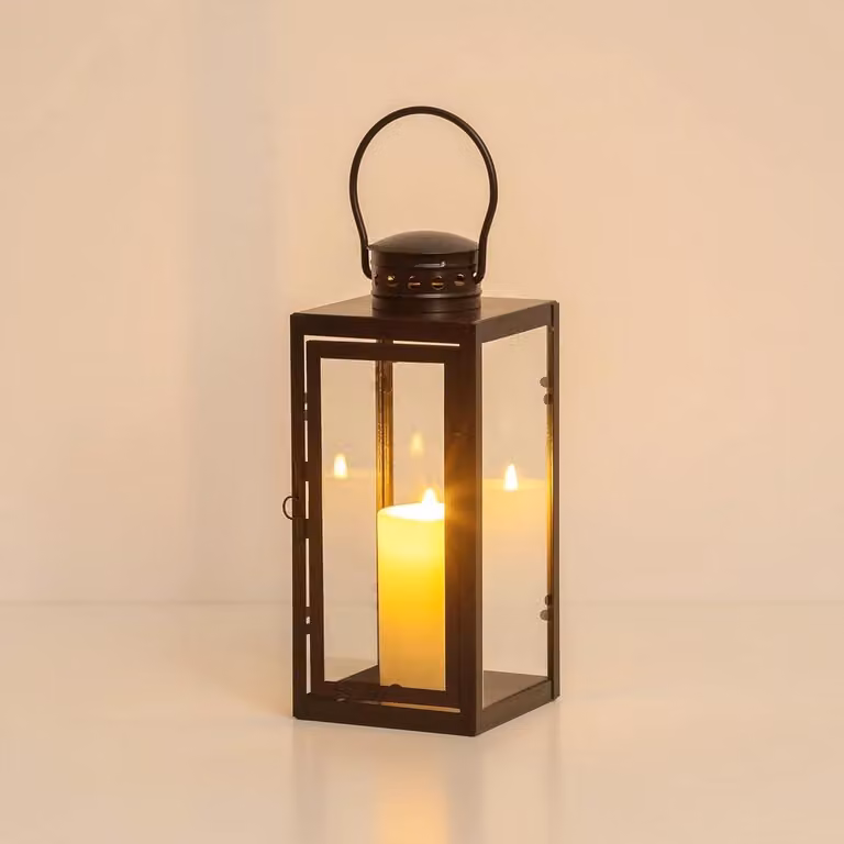 Decoratieve Lantaarn Zwart - Windlicht voor Buiten - Hangend of Staand - Hoogte: 24 cm