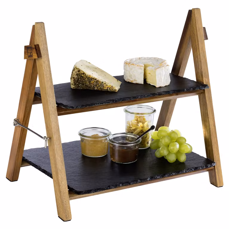 home24 Zayak 2-laags serveerrek zwart B/D/H: 27 x 34 x 37 cm