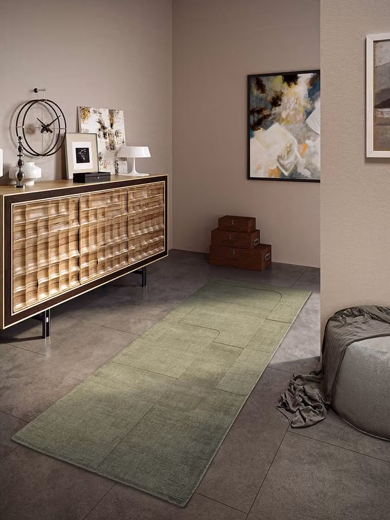 home24 Loper Charlotte Vloerkleed Groen Abstract Modern B: 80 cm, D: 1 cm, H: 250 cm