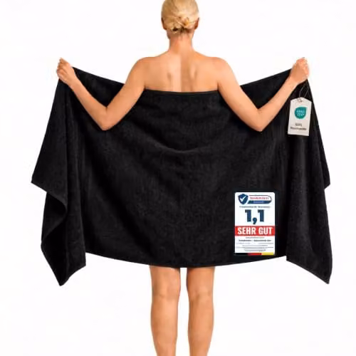 Komfortec Badhanddoek XXL, 100% Katoen, Zwart, 100 x 200 cm