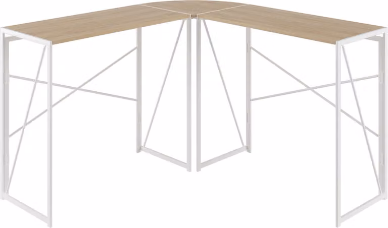 L-vormig computerhoekbureau voor studeren en thuiswerken, Beige en Wit, B/D/H: 119 x 119 x 74 cm