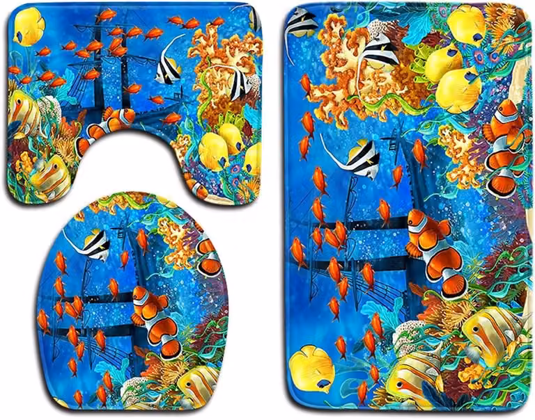 3-delige badkamermatset met dierenprint en antislip voor een hygiënische en zachte ervaring