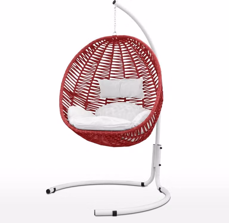 Ischia Hangstoel Cocoon met stalen frame en kussens, Rood/Multicolour