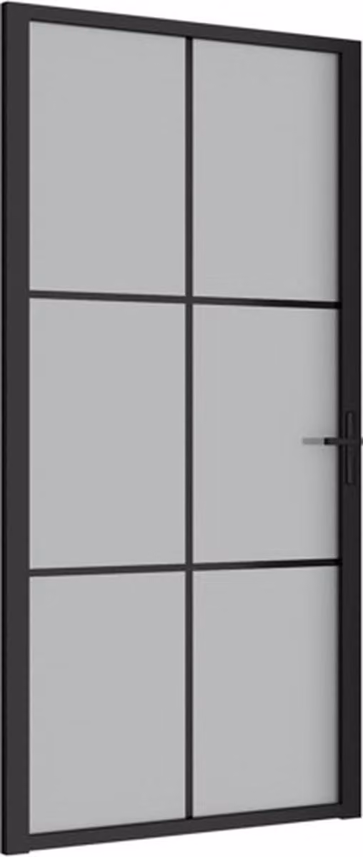 vidaXL Binnendeur met matglas en aluminium frame - Zwart - 102,5 x 201,5 cm