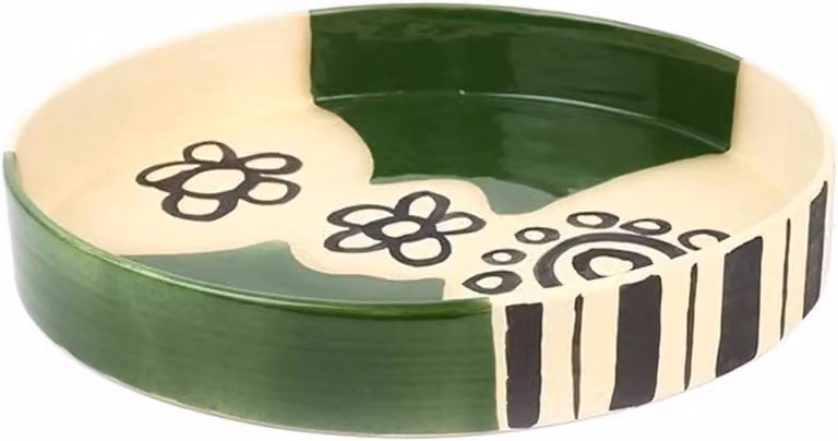 Keramische bloemschikschotel met bloemenmotief voor plantenverzorging, B/D/H: 38 x 38 x 6 cm