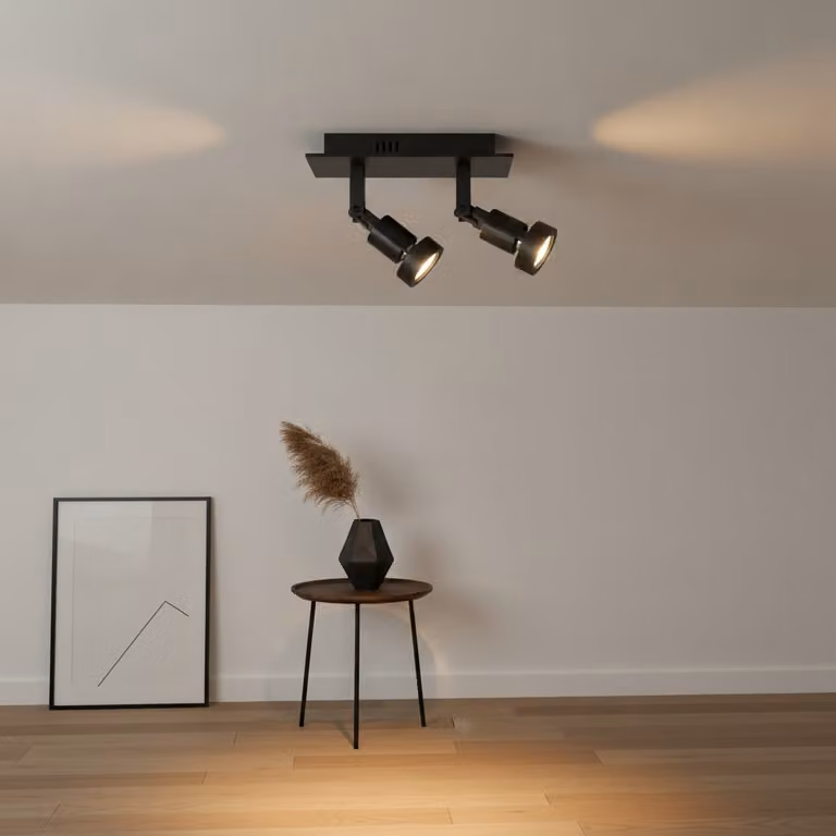 Artdelight Tech 2-lichts opbouwspot zwart aluminium