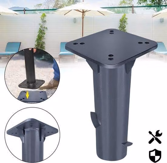 Donkergrijs robuust grondanker voor buitentuinschermen en parasols van staal met doorgangskoker voor kabels