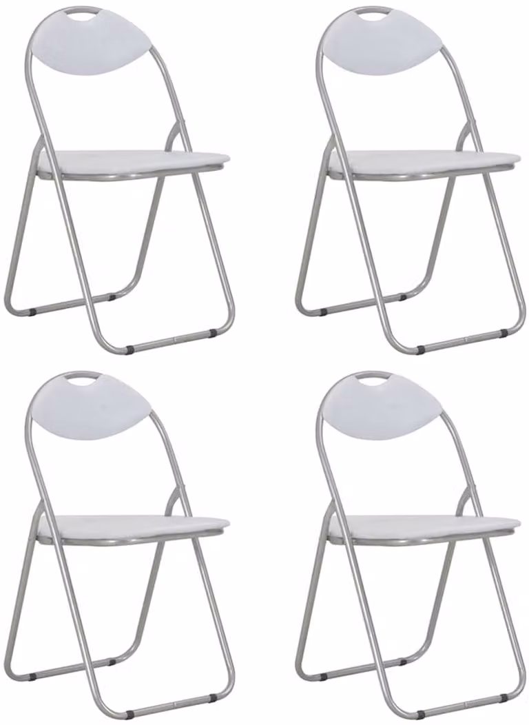 vidaXL Set van 4 Opklapbare Stoelen in Wit Kunstleer