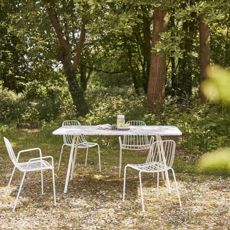 Tikamoon Rechthoekige Tuintafel voor 6 personen - Groen en Wit - B/D/H: 160 x 90 x 76 cm
