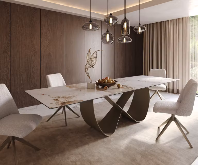 DELIFE Eettafel Edge Keramiek Minas Melange Wit-Beige B: 300 cm, D: 100 cm, H: 75 cm