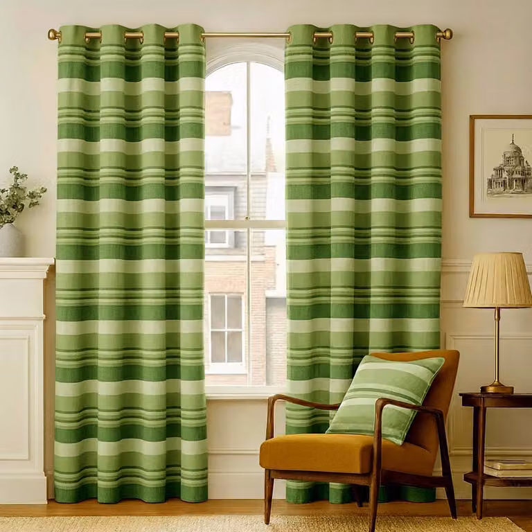 Homescapes Marokko gordijnen met oogjes, groen, set van 2, 228 x 167 cm