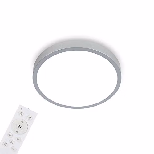 Briloner LED plafondlamp RGBW, dimbaar met afstandsbediening en timer, zilverkleurig, Diameter: 38 cm