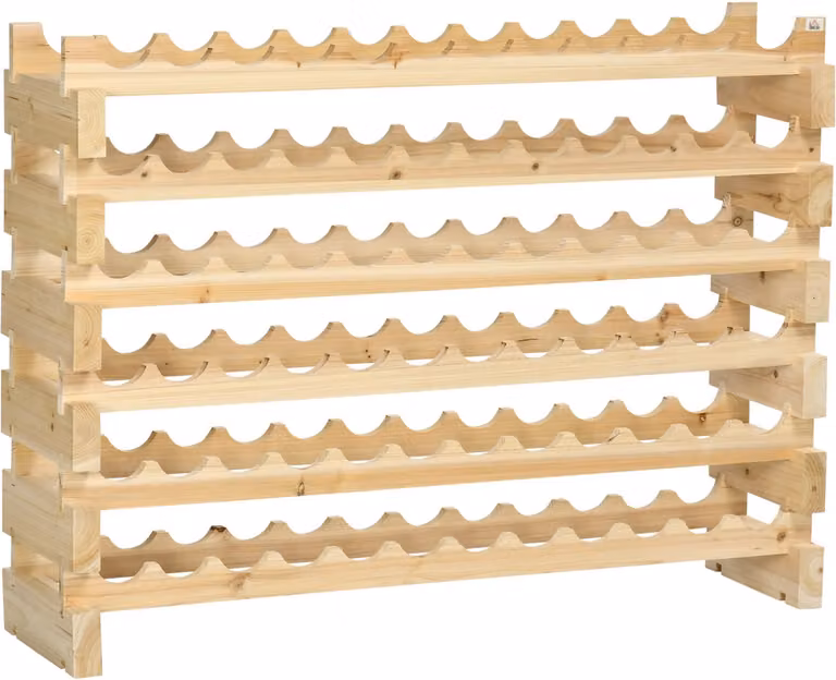 Verticaal wijnrek van natuurlijk hout met 6 etages voor 72 flessen, B/D/H: 114 x 28 x 85 cm
