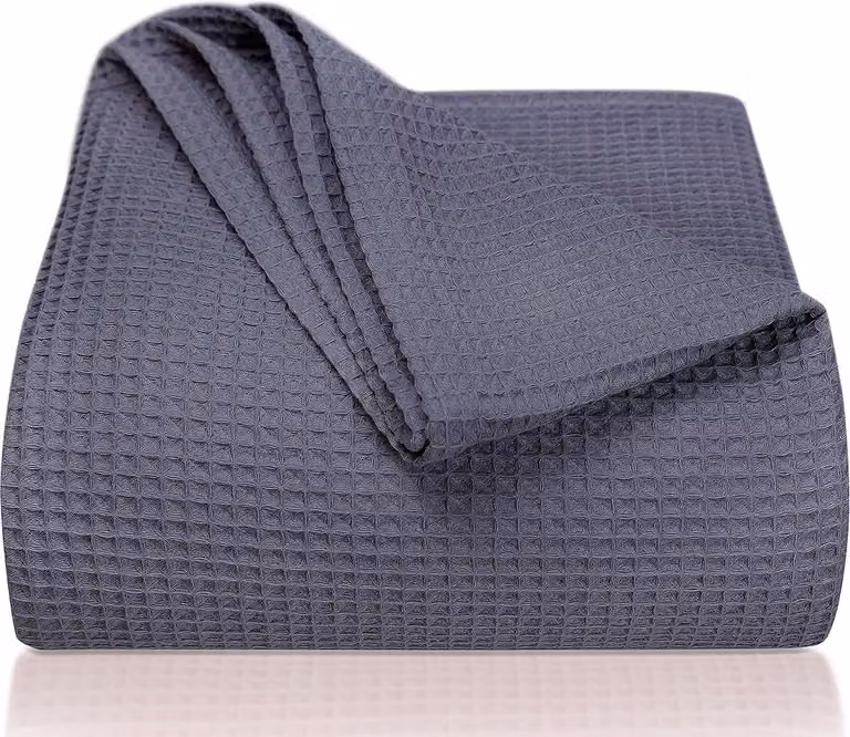 Premium katoenen sprei wafelpiqué XXL antraciet 240 x 260 cm