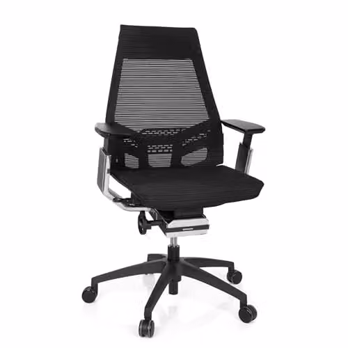 hjh OFFICE Genidia Smart 652885 Ergonomische Bureaustoel, Zwart/Chroom, met Verstelbare Armleuningen en Synchroon Mechaniek