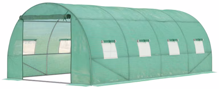 Outsunny foliekas met 8 ramen en een rollende deur, B/D/H: 5,9 x 3 x 2 meter